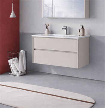 Orka Arno 100 cm Parlak Kaşmir Banyo Dolabı Alt Modül ve Lavabo (Çekmeceli) , 5008755