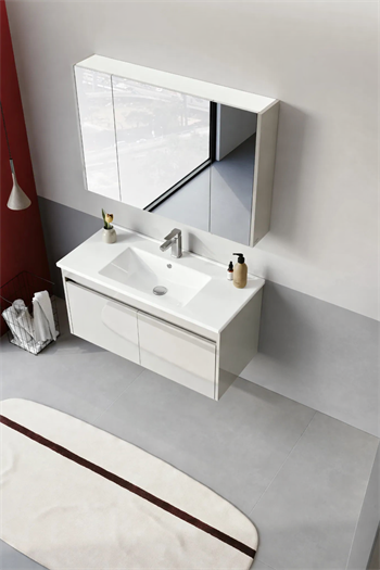 Orka Arno 100 cm Parlak Kaşmir Banyo Dolabı Takımı (Kapaklı) , 5008764