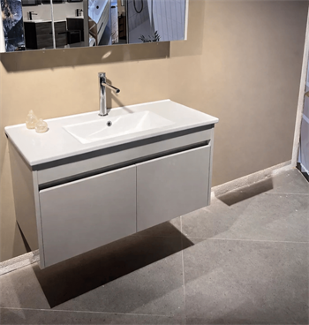 Orka Arno 100 cm Parlak Kaşmir Banyo Dolabı Alt Modül ve Lavabo (Kapaklı) , 5008758