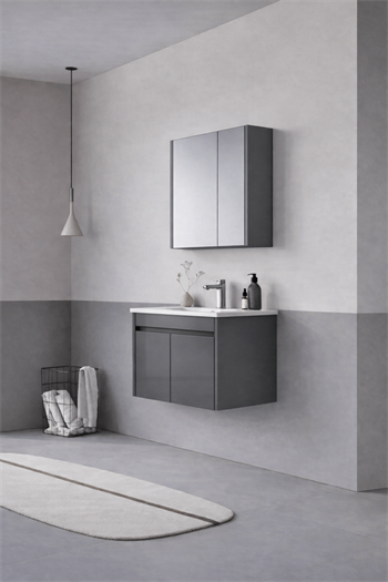 Orka Arno 65 cm Bazalt Gri Banyo Dolabı Takımı (Kapaklı) , 5008775
