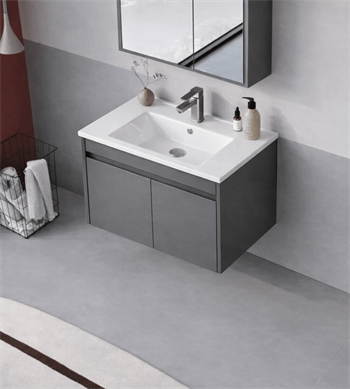 Orka Arno 65 cm Bazalt Gri Banyo Dolabı Alt Modül ve Lavabo (Kapaklı) , 5008769