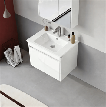 Orka Arno 65 cm Parlak Beyaz Banyo Dolabı Alt Modül ve Lavabo (Kapaklı) , 5008771