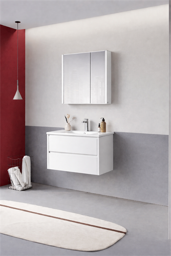 Orka Arno 65 cm Parlak Beyaz Banyo Dolabı Takımı (Çekmeceli) , 5008774