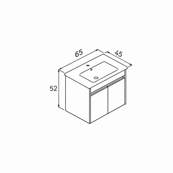 Orka Arno 65 cm Parlak Beyaz Banyo Dolabı Alt Modül ve Lavabo (Kapaklı) , 5008771