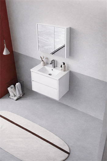 Orka Arno 65 cm Parlak Beyaz Banyo Dolabı Takımı (Çekmeceli) , 5008774