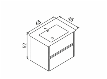 Orka Arno 65 cm Parlak Beyaz Banyo Dolabı Alt Modül ve Lavabo (Çekmeceli) , 5008768