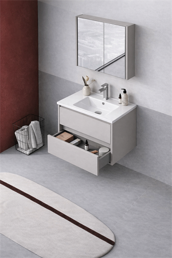 Orka Arno 65 cm Parlak Kaşmir Banyo Dolabı Alt Modül ve Lavabo (Çekmeceli) , 5008767
