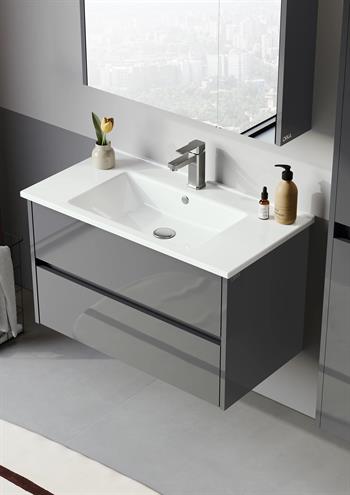 Orka Arno 85 cm Bazalt Gri Banyo Dolabı Alt Modül ve Lavabo (Çekmeceli) , 5008778