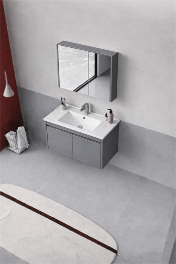 Orka Arno 85 cm Bazalt Gri Banyo Dolabı Takımı (Kapaklı) , 5008787