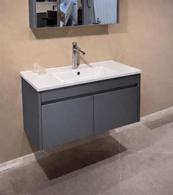 Orka Arno 85 cm Bazalt Gri Banyo Dolabı Alt Modül ve Lavabo (Kapaklı) , 5008781
