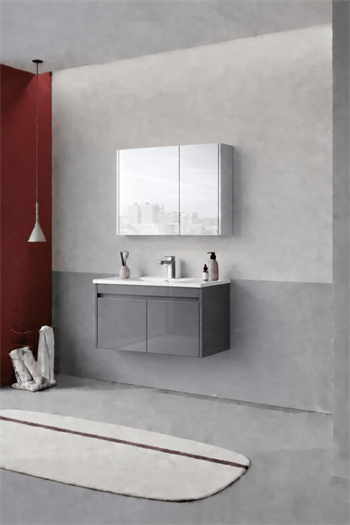 Orka Arno 85 cm Bazalt Gri Banyo Dolabı Takımı (Kapaklı) , 5008787