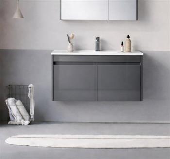 Orka Arno 85 cm Bazalt Gri Banyo Dolabı Alt Modül ve Lavabo (Kapaklı) , 5008781