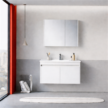 Orka Arno 85 cm Parlak Beyaz Banyo Dolabı Takımı (Kapaklı) , 5008789