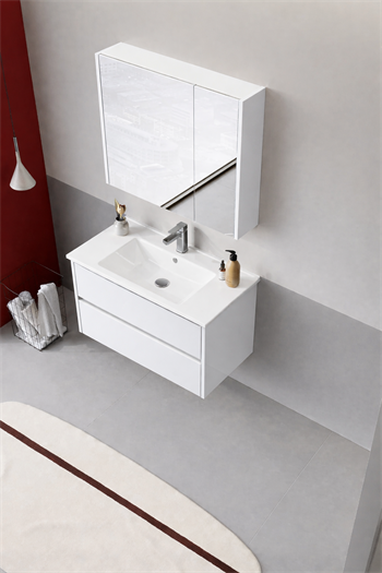 Orka Arno 85 cm Parlak Beyaz Banyo Dolabı Takımı (Çekmeceli) , 5008786