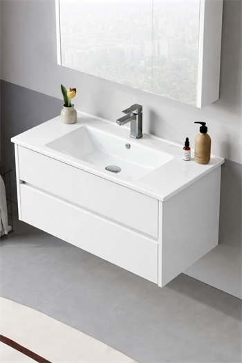 Orka Arno 85 cm Parlak Beyaz Banyo Dolabı Takımı (Çekmeceli) , 5008786