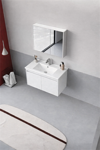 Orka Arno 85 cm Parlak Beyaz Banyo Dolabı Takımı (Kapaklı) , 5008789