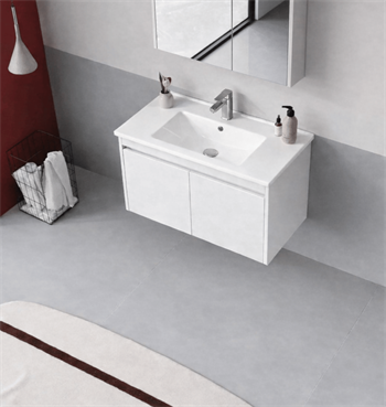 Orka Arno 85 cm Parlak Beyaz Banyo Dolabı Alt Modül ve Lavabo (Kapaklı) , 5008783