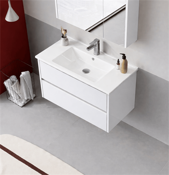 Orka Arno 85 cm Parlak Beyaz Banyo Dolabı Alt Modül ve Lavabo (Çekmeceli) , 5008780