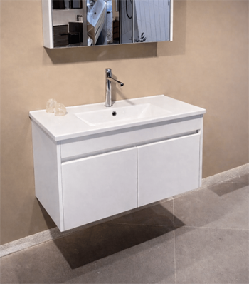 Orka Arno 85 cm Parlak Beyaz Banyo Dolabı Alt Modül ve Lavabo (Kapaklı) , 5008783