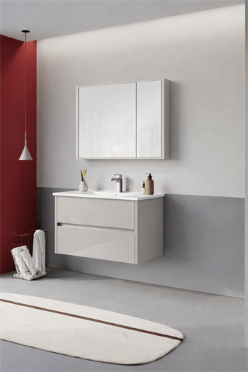 Orka Arno 85 cm Parlak Kaşmir Banyo Dolabı Takımı (Çekmeceli) , 5008785