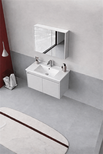 Orka Arno 85 cm Parlak Kaşmir Banyo Dolabı Takımı (Kapaklı) , 5008788