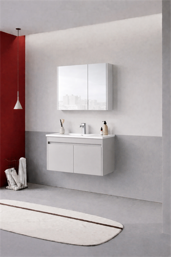 Orka Arno 85 cm Parlak Kaşmir Banyo Dolabı Takımı (Kapaklı) , 5008788