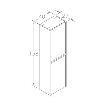 Orka Aydos 40 cm Retro Gümüş/Beyaz Banyo Boy Çamaşır Dolabı, 3000118