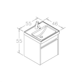 Orka Aydos 55 cm Retro Gümüş/Beyaz Banyo Dolabı Alt Modül ve Lavabo, 5000967