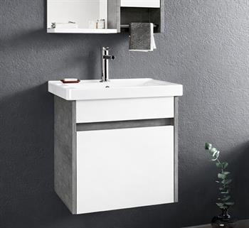 Orka Aydos 55 cm Retro Gümüş/Beyaz Banyo Dolabı Alt Modül ve Lavabo, 5000967