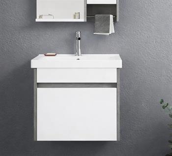 Orka Aydos 55 cm Retro Gümüş/Beyaz Banyo Dolabı Alt Modül ve Lavabo, 5000967