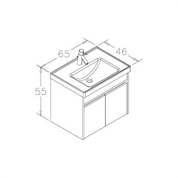 Orka Aydos 65 Cm Retro Gümüş Banyo Dolabı Alt Modül ve Lavabo , 5000968