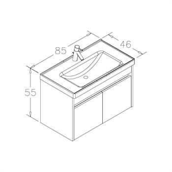 Orka Aydos 85 cm Retro Gümüş/BeyazBanyo Dolabı Alt Modül ve Lavabo, 5000970
