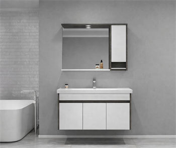 Orka Aydos Banyo Dolabı Takımı, 100 cm, Retro Gümüş/Beyaz (Dolaplı-Led Spotlu Ayna), 5003700