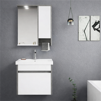 Orka Aydos Banyo Dolabı Takımı, 55 cm, Retro Gümüş/Beyaz (Dolaplı-Led Spotlu Ayna), 5000031