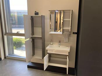 Orka Aydos Banyo Dolabı Takımı, 65 cm, Retro Gümüş/Beyaz (Dolaplı-Led Spotlu Ayna), 5000032