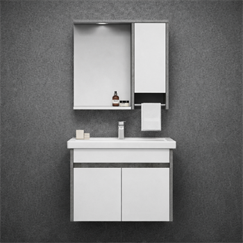 Orka Aydos Banyo Dolabı Takımı, 65 cm, Retro Gümüş/Beyaz (Dolaplı-Led Spotlu Ayna), 5000032