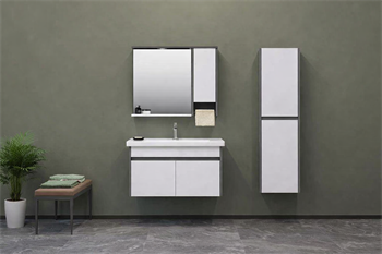 Orka Aydos Banyo Dolabı Takımı, 85 cm, Retro Gümüş/Beyaz (Dolaplı-Led Spotlu Ayna), 5000033