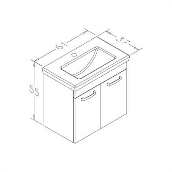 Orka Bafa 60 cm Beyaz Banyo Dolabı Alt Modül ve Lavabo, 5001015