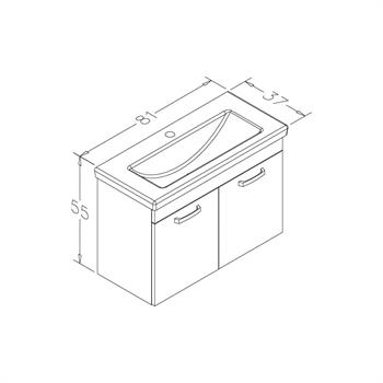 Orka Bafa 80 cm Beyaz Banyo Dolabı Alt Modül ve Lavabo, 5001016