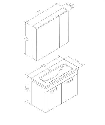 Orka Bafa Banyo Dolabı Takımı, 80 cm, Beyaz (Dolaplı Ayna), 5000061