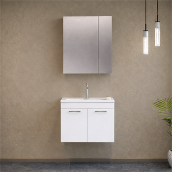 Orka Bafa Banyo Dolabı Takımı, 60 cm, Beyaz (Dolaplı Ayna), 5000060