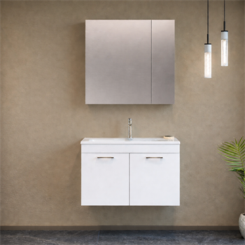 Orka Bafa Banyo Dolabı Takımı, 80 cm, Beyaz (Dolaplı Ayna), 5000061