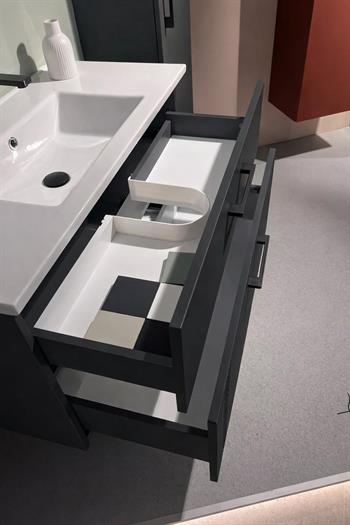 Orka Bari 100 cm Mat Antrasit Banyo Dolabı Alt Modül ve Lavabo, 5006571