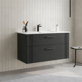 Orka Bari 100 cm Mat Antrasit Banyo Dolabı Alt Modül ve Lavabo, 5006571