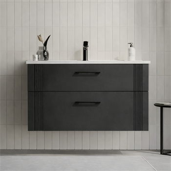 Orka Bari 100 cm Mat Antrasit Banyo Dolabı Alt Modül ve Lavabo, 5006571