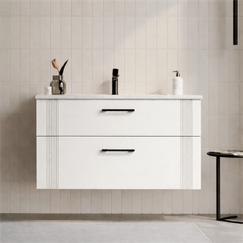 Orka Bari 100 cm Mat Beyaz Banyo Dolabı Alt Modül ve Lavabo, 5006568