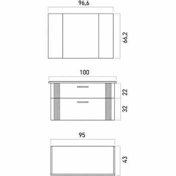 Orka Bari 100 cm Mat Kaşmir Banyo Dolabı Takımı (Dolaplı Ayna) , 5008251