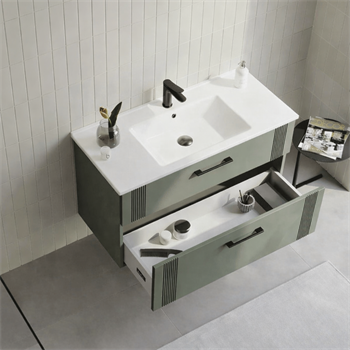 Orka Bari 100 cm Mat Soft Yeşil Banyo Dolabı Alt Modül ve Lavabo, 5006569