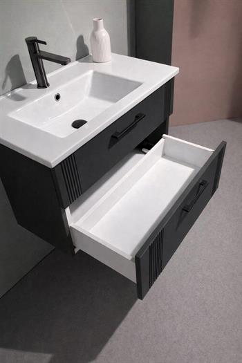 Orka Bari 65 cm Mat Antrasit Banyo Dolabı Takımı (Dolaplı Ayna), 5006587