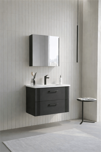 Orka Bari 65 cm Mat Antrasit Banyo Dolabı Takımı (Dolaplı Ayna), 5006587